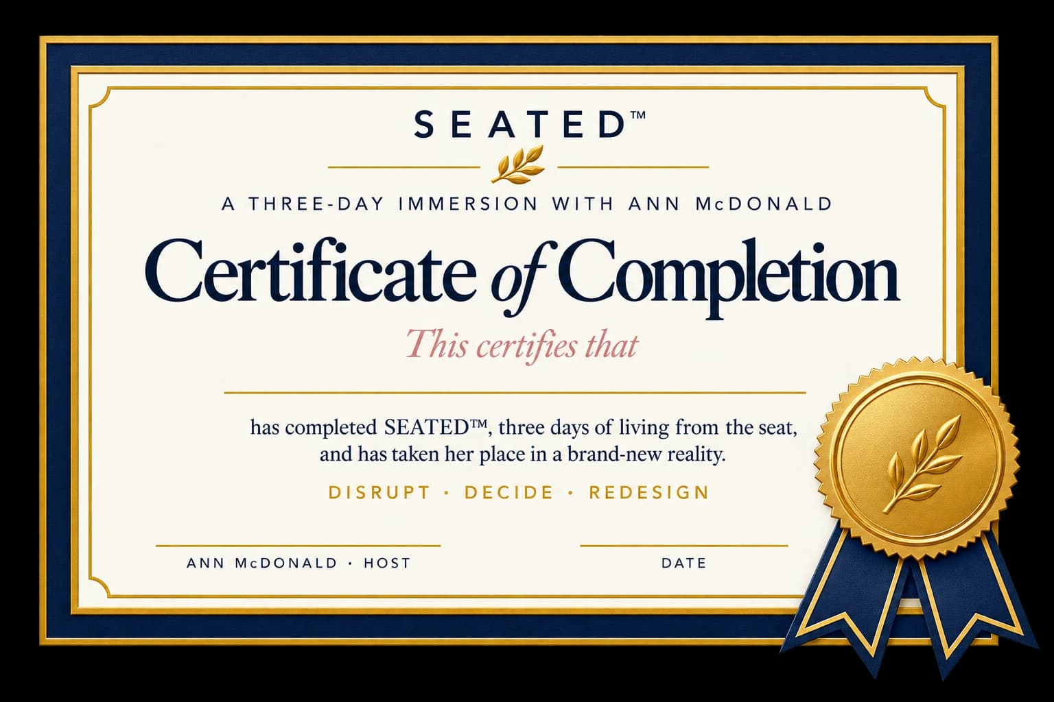 SEATED™ Certificate of Completion